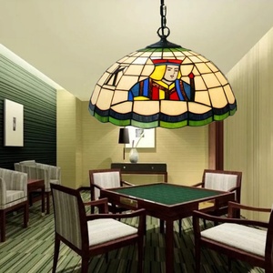 16'' Hand-Crafted Adjustable Height <b>Small</b> European Style Poker <b>Table</b> Lamp LED Lighting Glass Tiffany Pendant for Chess Card - Product Image 5