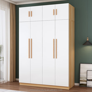 Lemari Pakaian Kayu Modern Populer untuk Apartemen, Kabinet Kecil Penyimpanan <span class=keywords><strong>4</strong></span> Pintu, Sederhana, Ekonomis, Cocok untuk Sewa - Product Image 5