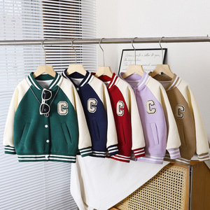 Nouvelle veste de baseball en tissu peigné brodé de qualité supérieure, écologique et décontractée pour garçons et filles, <span class=keywords><strong>manteau</strong></span> printemps et automne - Product Image 1