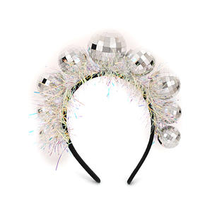 Plastic <strong>Disco</strong> Silver <strong>Ball</strong> Boppers <strong>Headband</strong> 70s Silver <strong>Disco</strong> <strong>Ball</strong> <strong>Disco</strong> <strong>Ball</strong> <strong>Headband</strong> Costume Decoration - Product Image 1