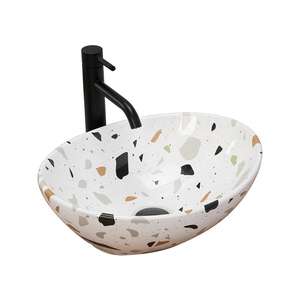<span class=keywords><strong>Lavabo</strong></span> de artículos sanitarios de alta calidad, mostrador superior <span class=keywords><strong>ovalado</strong></span>, <span class=keywords><strong>lavabo</strong></span> con forma de terrazo de cerámica, <span class=keywords><strong>lavabo</strong></span> de baño de Hotel - Product Image 5