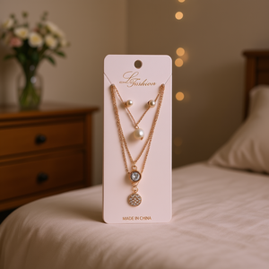 Ensemble de bijoux L'Fashion, boucles d'oreilles et collier plaqués or, imitation perle et zircon, cadeau de mode pour femmes - Product Image 3