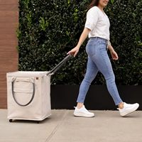 Chariot de courses pliable personnalisable de 90 litres en polyester avec roues, portable, pour les courses, le linge et le rangement