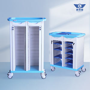 รถเข็นโรงพยาบาล50คลิป ABS รถเข็นเก็บเอกสารผู้ป่วยสองแถวสีชมพูสีน้ำเงินล็อคปลอดภัยบันทึกทางการแพทย์ความจุมาก - Product Image 3