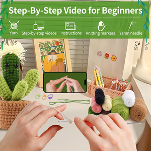 Kit de <span class=keywords><strong>crochet</strong></span> pour débutants, ensemble de plantes au <span class=keywords><strong>crochet</strong></span> DIY avec fil, <span class=keywords><strong>crochet</strong></span> et modè<span class=keywords><strong>le</strong></span> pour réaliser des décorations de plantes suspendues et des fausses succulentes, cadeau - Product Image 3