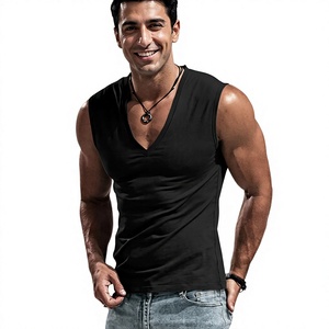 Camiseta sin Mangas Informal con Cuello, Transpirable, de Algodón Acordonado, Método de Tejido de Punto, Diseño de Serigrafía - Product Image 1