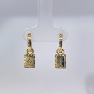 Pendientes de Aro Cuadrados de Latón Chapado en Oro de Moda Tianyu Gems con Diseño de Moneda y Circonita - Product Image 6