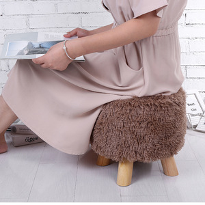 Repose-pieds en bois massif avec housse amovible 30x30 cm, tabouret ottoman de style scandinave au design moderne - Product Image 3