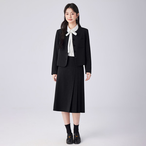 Women's Suit Set Midi Skirt Black Office Lady Anti-Wrinkle Commuting Work Wear - Product Image 1