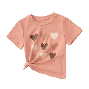 Kinder Sommer Kleidung Baumwolle Druck Kleidung Valentinstag Herzförmige Rock And Roll individuell bedruckte Baby T-Shirt