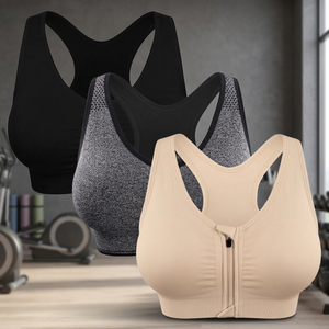 Soutien-gorge de sport sans fil pour femme, léger, écologique, respirant, sans couture, réversible, imprimé floral, maintien élevé, fermeture éclair frontale, pour le yoga - Product Image 3