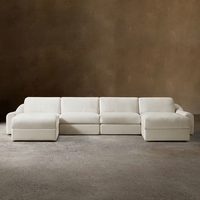 Canapé modulaire Jennifer 6 pièces en forme de U, luxe moderne, sur mesure, tissu de performance, rembourré, pour salon, hôtel