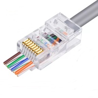 Cat5 Rj45 melewati jaringan LAN Modular 8P8C konektor jaringan LAN colokan RJ45