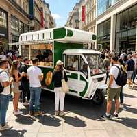 Chariot alimentaire pour bananes et chocolats surgelés avec compartiment à glace sèche, construction métallique résistante à la rouille, idéal pour la vente en bord de mer et à la piscine