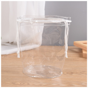 De pequeña abre plana claro personalizado impermeable de pvc fácil cordón bolsa de cosméticos - Product Image 2