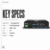Ordinateur industriel YCT sans ventilateur, embarqué, Core i3/i5/i7, 8/16 Go de RAM, 6 ports COM RS232 RS422 RS485, double LAN Gigabit, pour la fabrication MES
