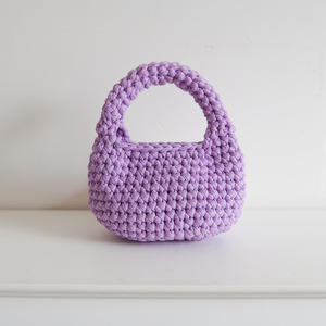 Sac seau tissé en polyester au crochet fait main, style INS pastoral estival, couleur unie, tendance, couleur bonbon, broderie et pompon, pour femme - Product Image 3