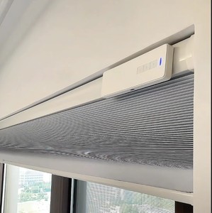 <span class=keywords><strong>Rideau</strong></span> <span class=keywords><strong>accordéon</strong></span> électrique moderne avec batterie au lithium intégrée, sans perçage, en bambou imprimé pour bureaux et hôtels - Product Image 4
