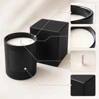 Bougie parfumée en cire de soja dans un bocal en verre noir mat avec boîte, design moderne, parfum frais pour la décoration de la maison