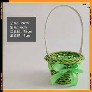 Panier à fleurs rond en PP imitation rotin, style rustique, tissé à la main, panier de rangement, petit panier fait main, bleu clair, vert, orange - Product Image 3