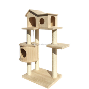 Multi-livello in legno torre del gatto con Sisal corda di graffio Post di peluche condominio piattaforma gattino attività giocattoli per gatti confezionati in cartone - Product Image 1
