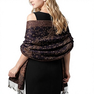 Women's Cashmere Striped <b>Wrap</b> <b>Shawl</b> with Decorative Fringe Edges Lightweight Winter Shoulder Cover for Daily Fashion Wear - Product Image 3
