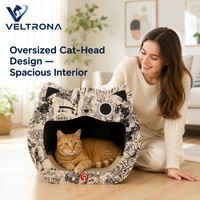 Mobilier d'intérieur pour chat : Maison-griffoir en carton en forme de tête de chat, co-marquée Thé Culture, pour chatons, vente en gros