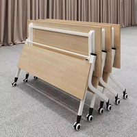 Design de mode Salle de réunion de luxe en bois massif Table de conférence Bureau de formation pliable à rabat pour immeuble de bureaux