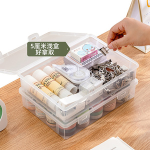Transparent A4 Document Storage <b>Box</b> Stackable <b>With</b> <b>Lid</b> Office Organizer Household Student Desktop File Container Rectangle - Product Image 4