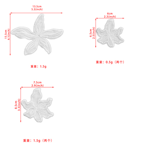 Apliques de Flores Bordadas em <span class=keywords><strong>Chiffon</strong></span> Branco, <span class=keywords><strong>Patches</strong></span> de Renda Floral 3D para Decoração de Vestido de Noiva, Acessórios de Costura - Product Image 6