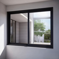 Fenêtre coulissante horizontale en alliage d'aluminium de style chinois, anti-effraction, pour cuisine, gain de place, pour projets urbains résidentiels et commerciaux