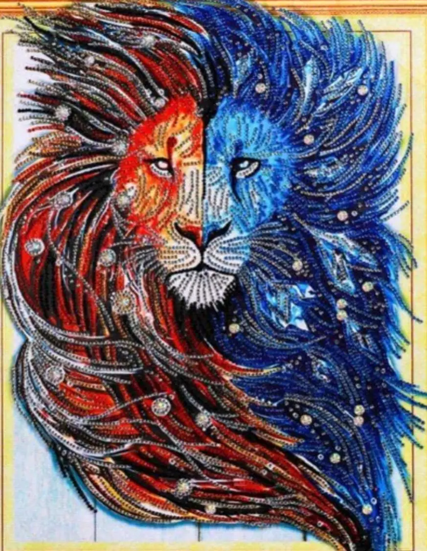 Bricolage de peinture de Lion pour adultes, kit de broderie complète de Lion, avec images de strass, en point en croix, à faire soi-même