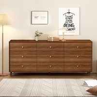 Cómoda de Madera Moderna de Mediados de Siglo con 6 Cajones, 63 Pulgadas de Alto, Acabado en Nogal Certificado, Patas Cónicas, Fácil Montaje, Liquidación