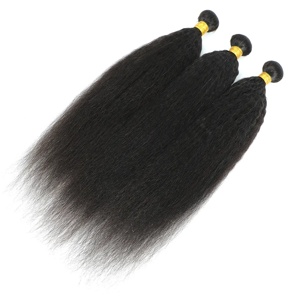 Bundle de cheveux humains droits incurvés bouclés brésiliens naturels noirs 100% cheveux humains Remy