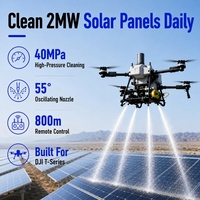 Système de nettoyage aérien par drone Foxtech AeroClean S4 40MPa à 4 buses, efficacité de 2 MW par jour, pour l'entretien des fermes solaires photovoltaïques en haute altitude