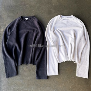 Fabricant de chemises de haute qualité – Chemise longue oversize en maille gaufrée épaisse, personnalisable avec impression, chemise vierge en maille gaufrée - Product Image 5