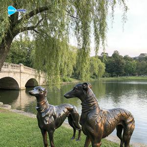 Скульптура собаки породы грейхаунд в натуральную величину из бронзы, пара, для украшения сада и газона, ручная работа, металлическое искусство - Product Image 1