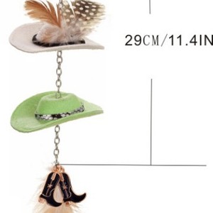Décoration de rétroviseur de voiture style rétro en peluche avec plumes et chapeaux pour la décoration intérieure de concessionnaires automobiles - Product Image 3