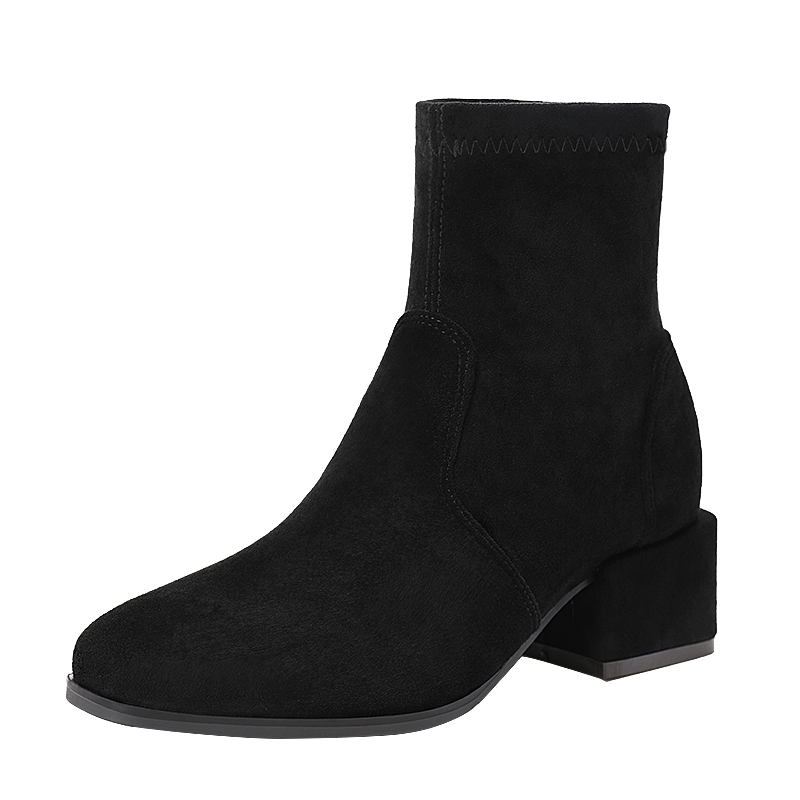 Amazon.com: Bcshiye Botines bajos para mujer, tacón grueso, pantalones  cortos con puntera redonda, tacón medio, botines Chelsea : Ropa, Zapatos y  Joyería