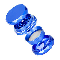 Grinder à herbes et tabac en aluminium personnalisé pour la vente en gros, accessoires de fumage de poche avec pot de rangement, plateau et compartiment pour cartes, en métal, anti-adhésif