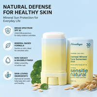 Stick solaire minéral SPF30 à l'oxyde de zinc, vegan, non parfumé, large spectre, pour peaux sensibles, marque privée OEM