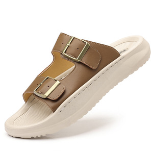 Summer Casual <b>Slides</b> Open Toe Pu Upper EVA Outsole Anti <b>Slippery</b> Buckle Strap Men's Sandals - Product Image 5