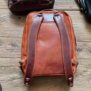 Sac à dos pour ordinateur portable en cuir Marron Café Noir Unisexe Bretelles durables Couleur unie Loisirs Voyage Hiver 2023 - Product Image 4