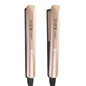 ENZO Wholesale Private Label Custom Flat Iron Gold LCD Hair Straightener Professional Ceramic Hair Straightener