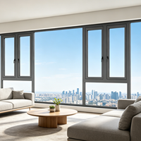 Fenêtres à double battant en verre trempé insonorisé avec cadre en alliage d'aluminium robuste, style moderne pour villa, idéales pour salon