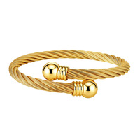 Bracelet ajustable ouvert pour homme, plaqué or 18 carats, fil torsadé, tendance, accessoire de bijouterie, cadeau de mariage pour couple