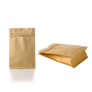 Sac à café kraft, sac à café en plastique blanc mat avec fenêtre, sac à café en papier kraft laminé à doublure en poly transparent