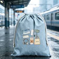 Sac Organisateur Polyvalent en Toile Écologique avec Cordon de Serrage, Pochette Personnalisable pour Publicité, Voyage, Rangement d'Articles et Usage Professionnel