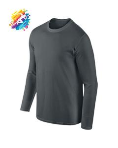 เสื้อยืดผู้ชายแบบเรียบสีพื้นพร้อมลายสก็อตแบบกำหนดเอง ผ้าฝ้าย 100% แขนยาว เป็นมิตรกับสิ่งแวดล้อม - Product Image 1