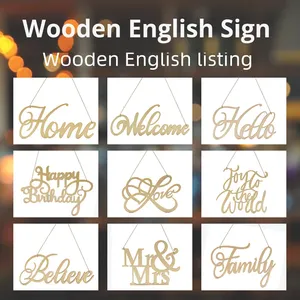 ป้ายไม้แกะสลักตัวอักษรภาษาอังกฤษทำจากไม้เป็นมิตรกับสิ่งแวดล้อมของตกแต่งบ้านป้ายไม้กลวงสำหรับธีมความรักของร้านค้าต้อนรับคริสต์มาส - Product Image 5